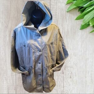 AMERICAN EAGLE OUTFITTERS Army Green Cargo Hooded Utility Jacket Size Small